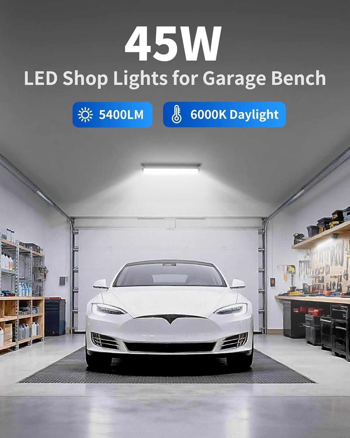IP66 Waterproof 45W LED Shop Lights 5400LM 6000K Daylight White Garage Light gallery