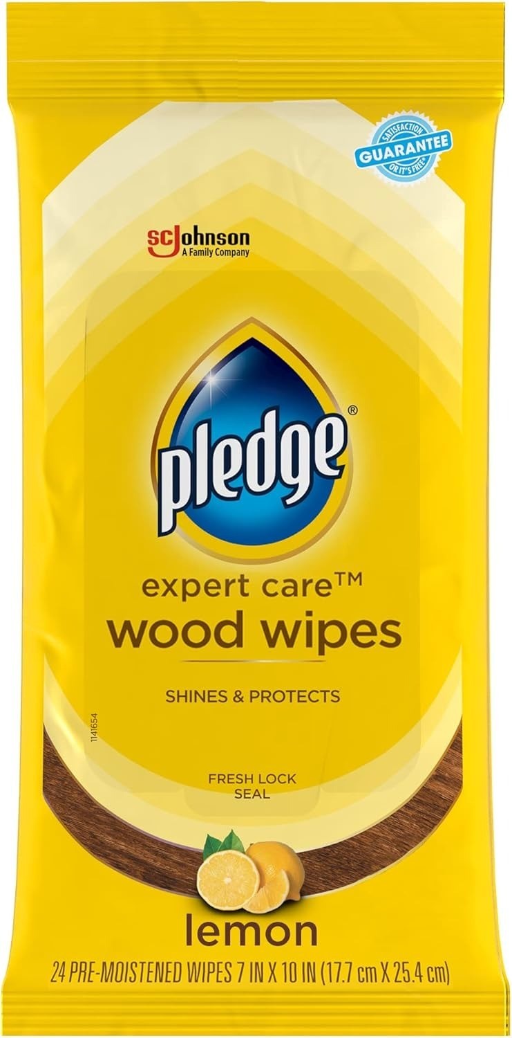 Pledge Expert Care Enhancing Wood Wipes, Lemon Scent, 24 Count gallery