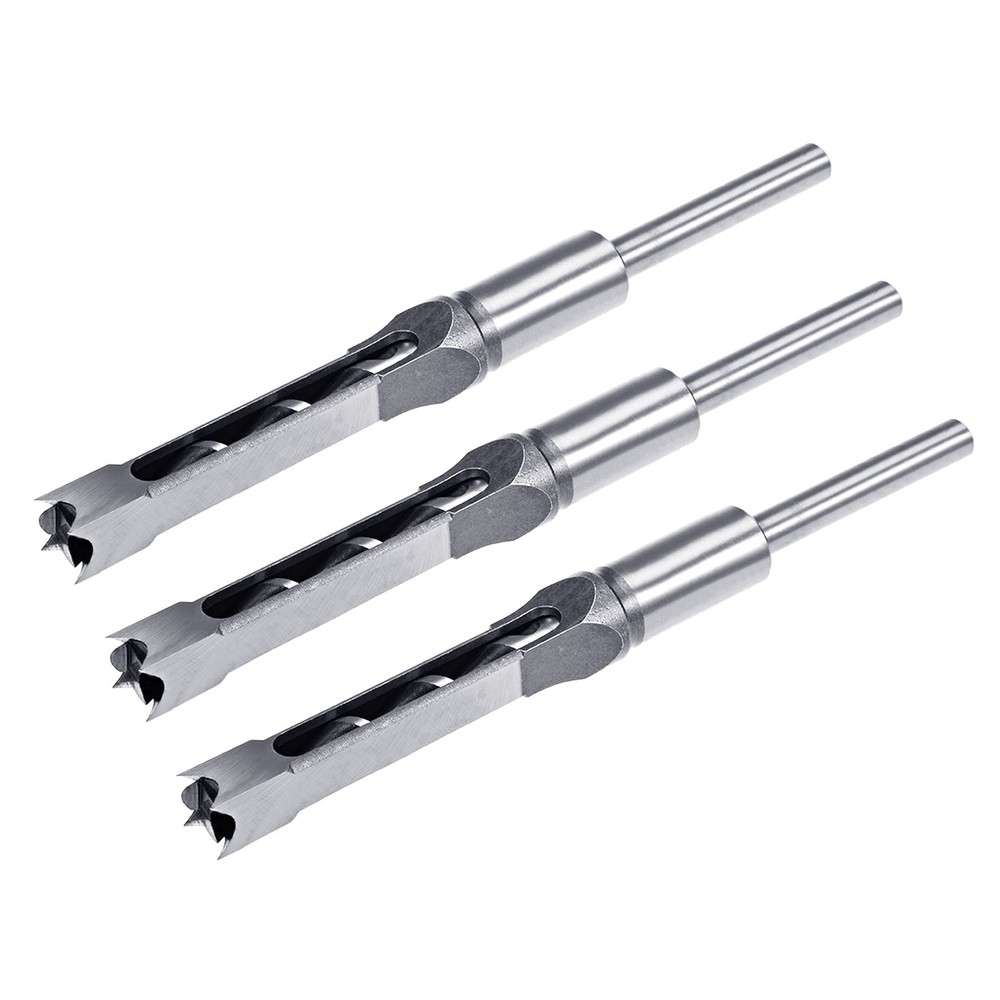 3pcs Square Hole Drill Bit 1/2"(12.7mm) Hollow Mortiser Auger for Woodworking