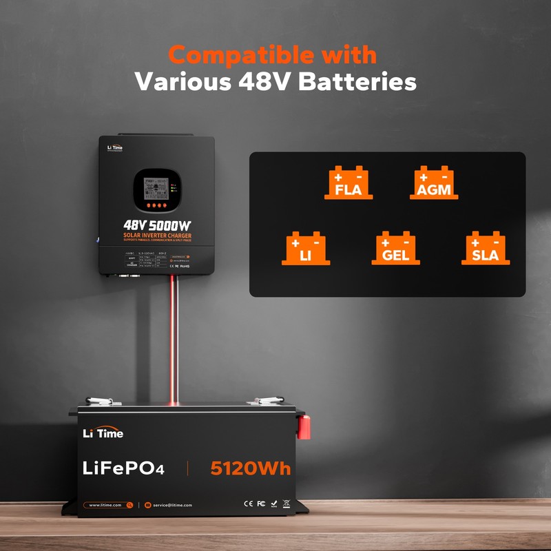 Refurbished LiTime 48V 5kW Split Phase All In One Solar Inverter Charger forHome gallery