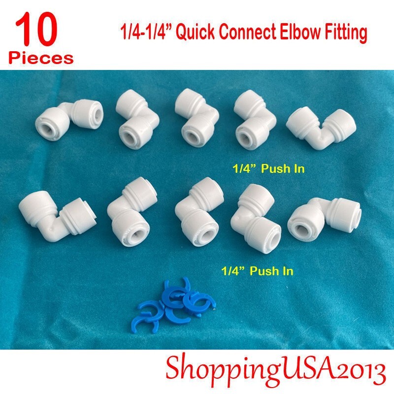 10 Pcs 1/4-1/4 Quick Connect Elbow Push In Fitting Connector For Water Filter gallery
