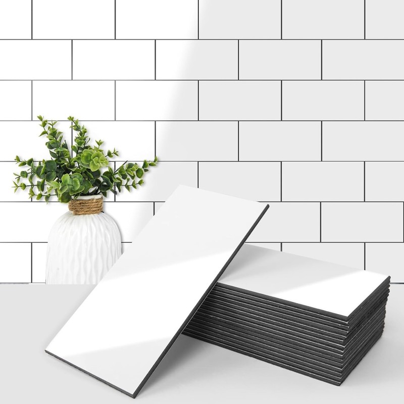 Glossy White Kitchen Backsplash Tile - 102pcs gallery