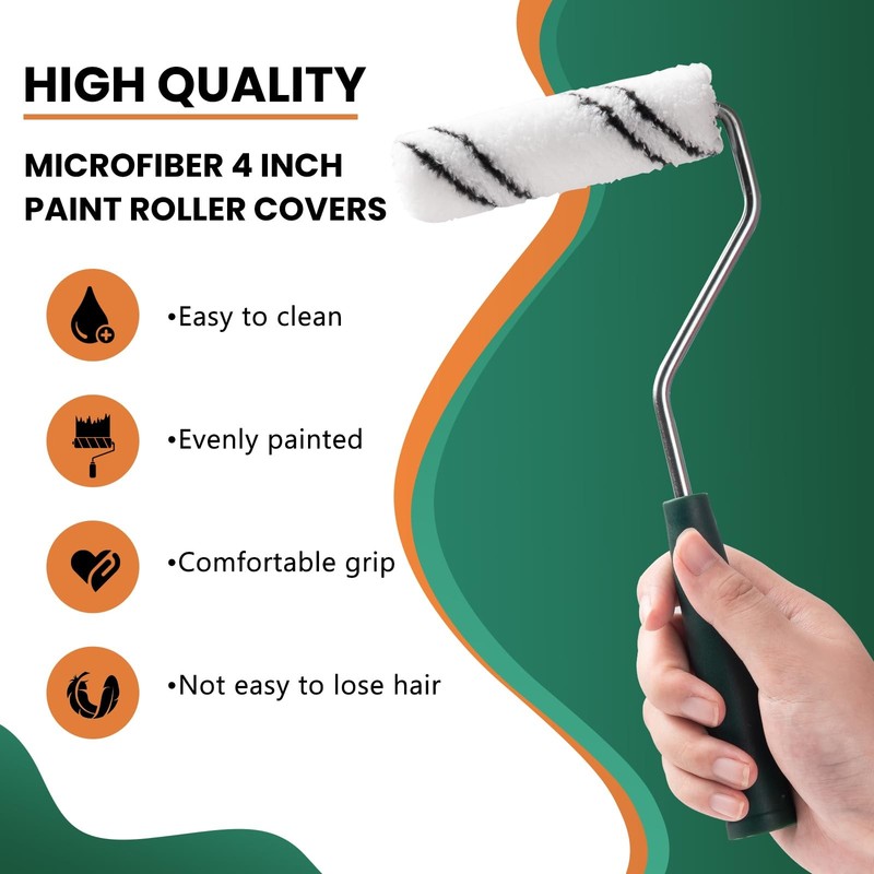 Microfiber Paint Roller Covers 24 Pack 4 Inch (3/8 Inch Nap) Frame Small Rollers gallery