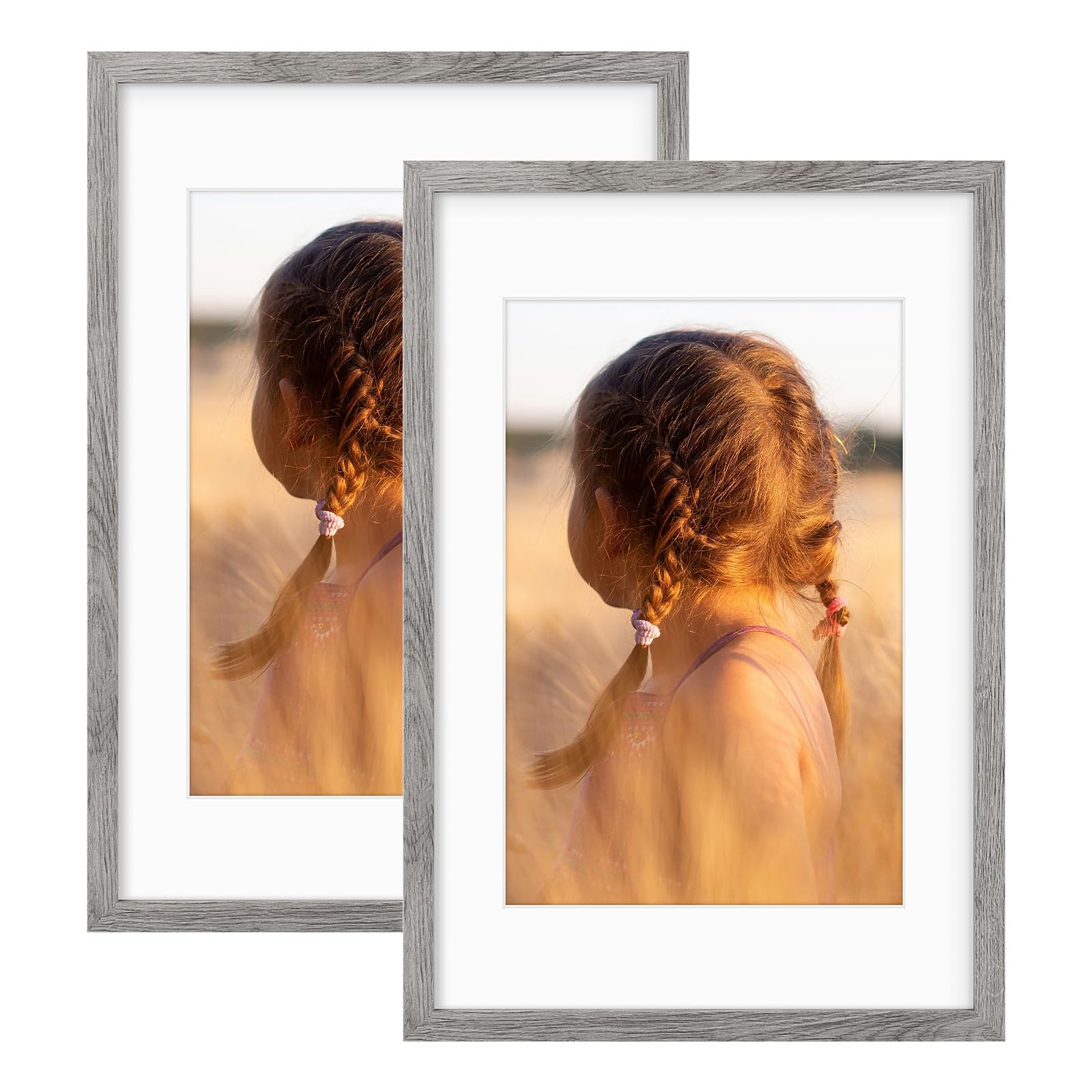 16x24 Picture Frame Mat 12x18 High Definition Glass Gray 2 Pack gallery