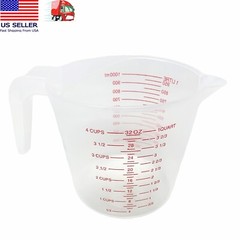 1 Liter (32oz) Clear Plastic Measuring Cup – milliliters, liter, oz, cups, quart