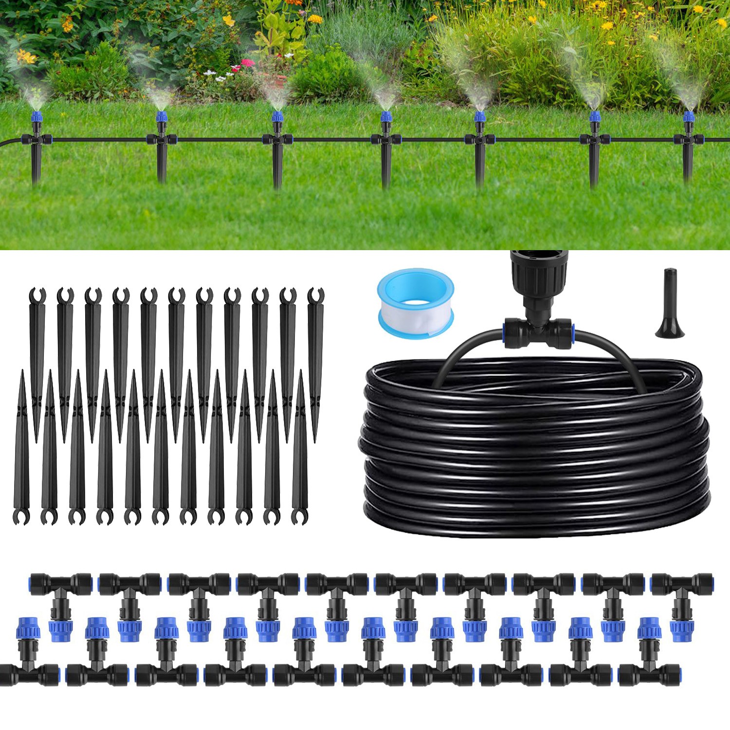 75Ft Drip Irrigation Garden Watering System Automatic Kit with 20 Mist Nozzle gallery