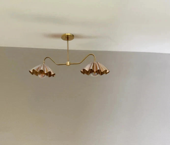 2 Light Elegant Ceiling Flushmount light Pendant Mid Century Modern Raw Brass gallery
