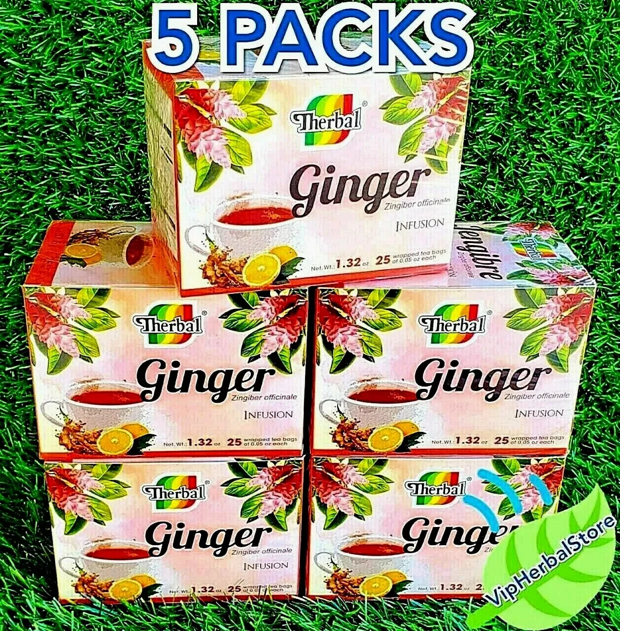5 Boxes Te de Jengibre Ginger Tea Zingiber officinale 125 Bags 0.05 oz Black Tea gallery