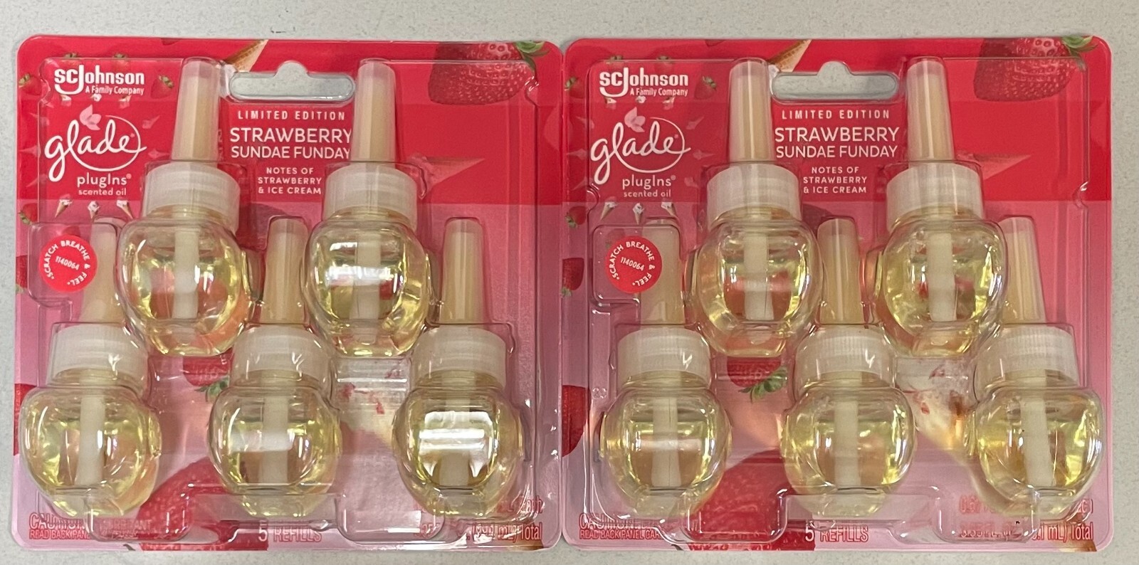 10 Glade STRAWBERRY SUNDAE FUNDAY Plugins Refills 5 x 2 packs gallery