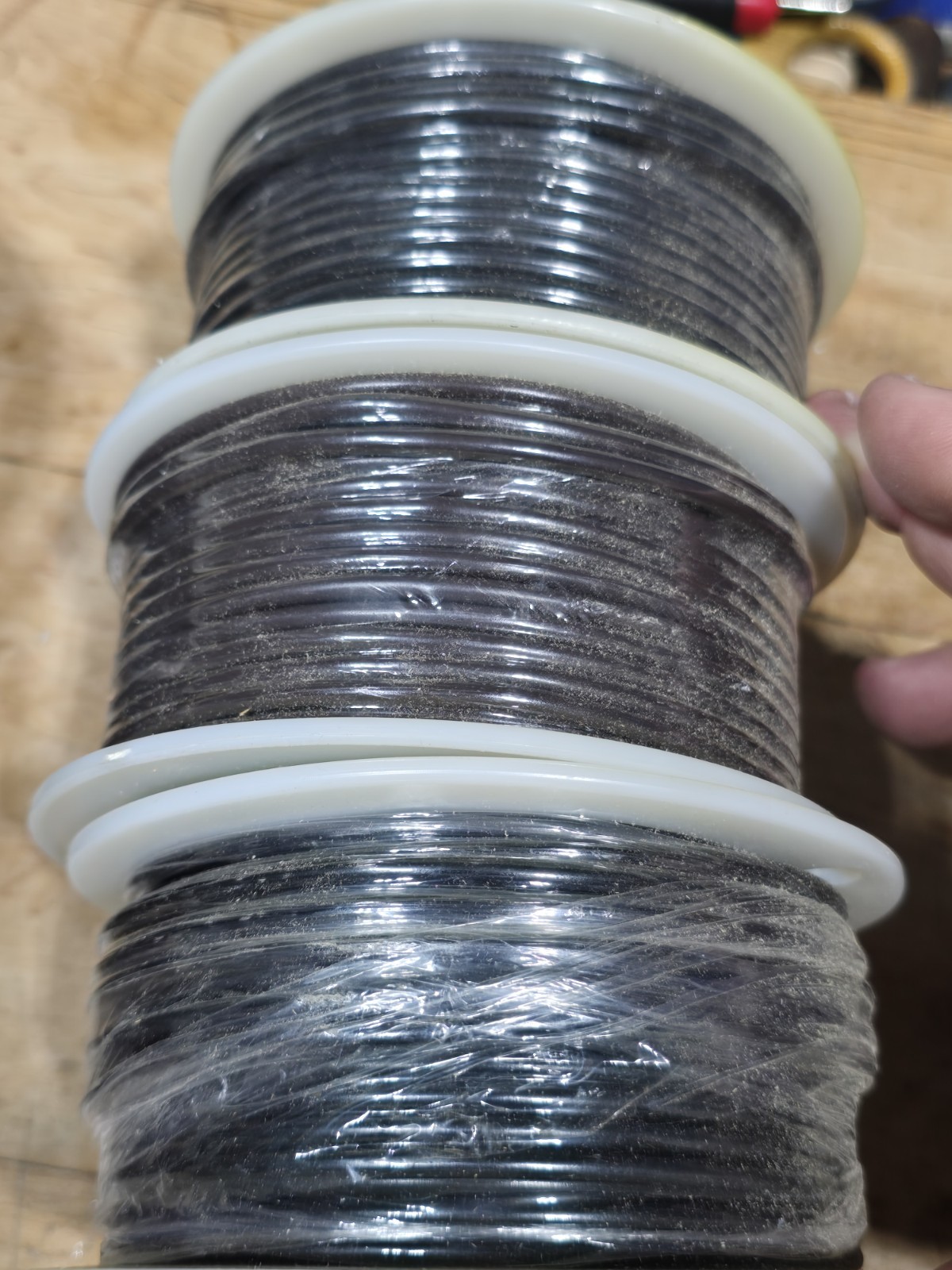 Lot Of 3 Electrical Primary All Copper Wire 12 Gauge 100 FT 3 BLACK REELS - USA gallery