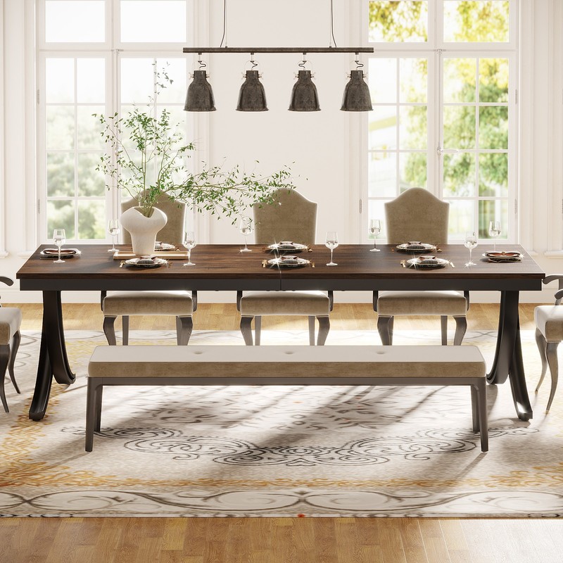 Rectangular Dining Table for 6-8, 79 inch Large Farmhouse Wood Dinner Table gallery