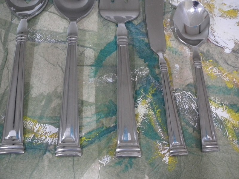 Lenox Esquire (5) Serving Pieces-Solid, Slotted, Sugar Spoons, Meat Fork, Butter gallery