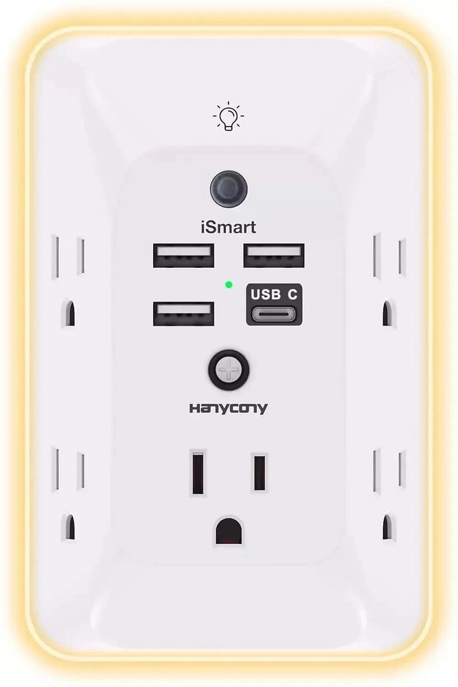 Outlet Extender with Night Light, Multi Plug Outlet, USB Wall Charger Surge Prot