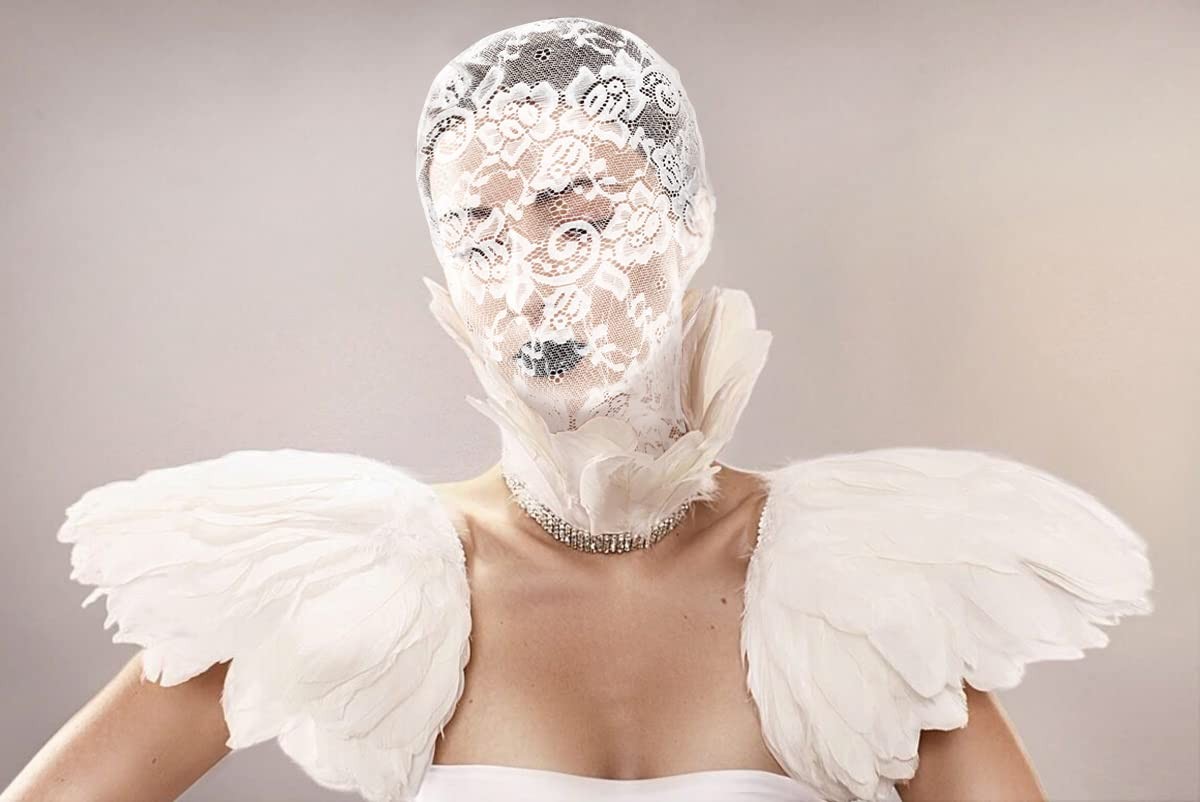 Lace Hole Full Face Mask Gothic Sexy Halloween 1 Count (Pack of 1), White-ls gallery