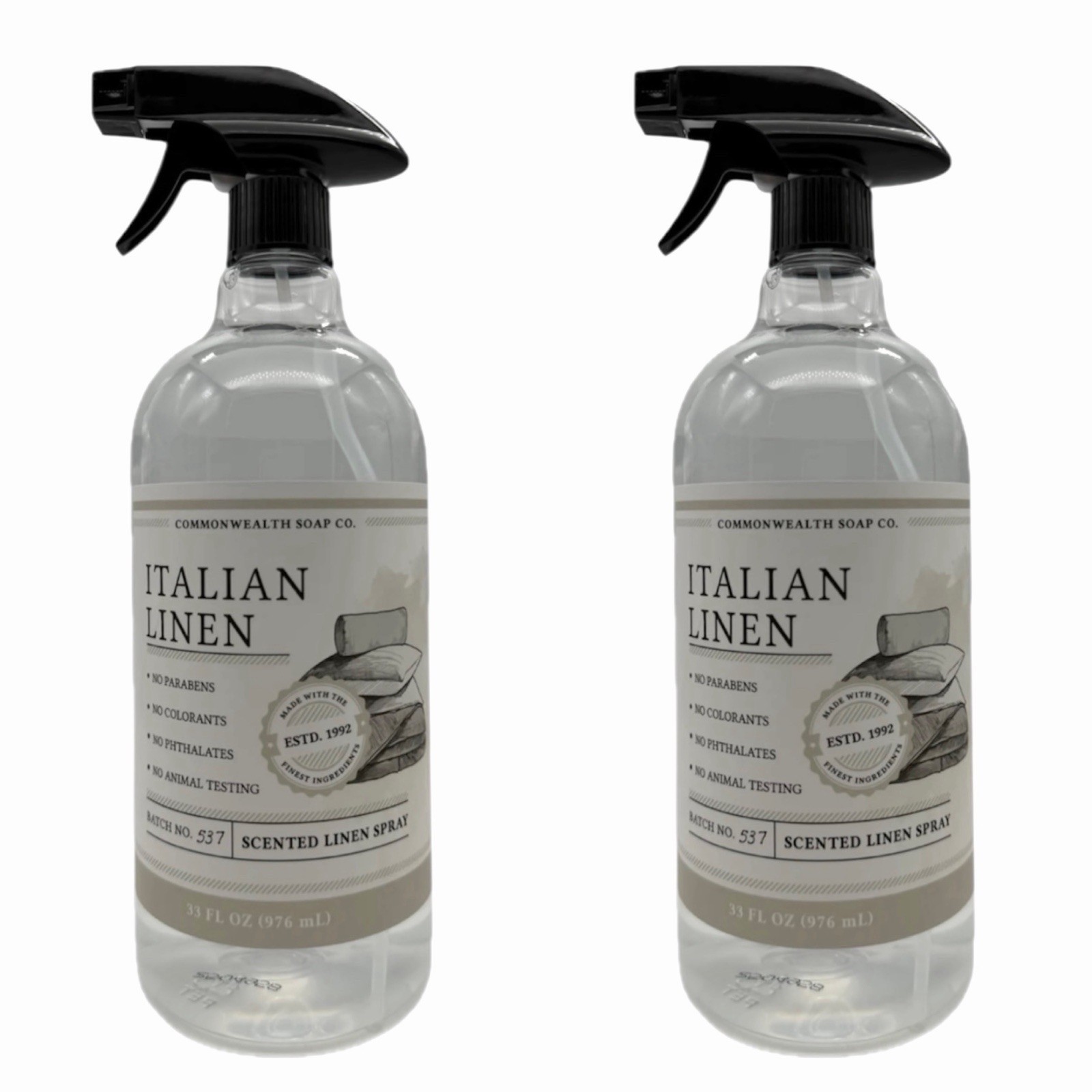 2 Commonwealth Soap CST ITALIAN LINEN Fabric & Room Spray Freshener 33 oz ea gallery