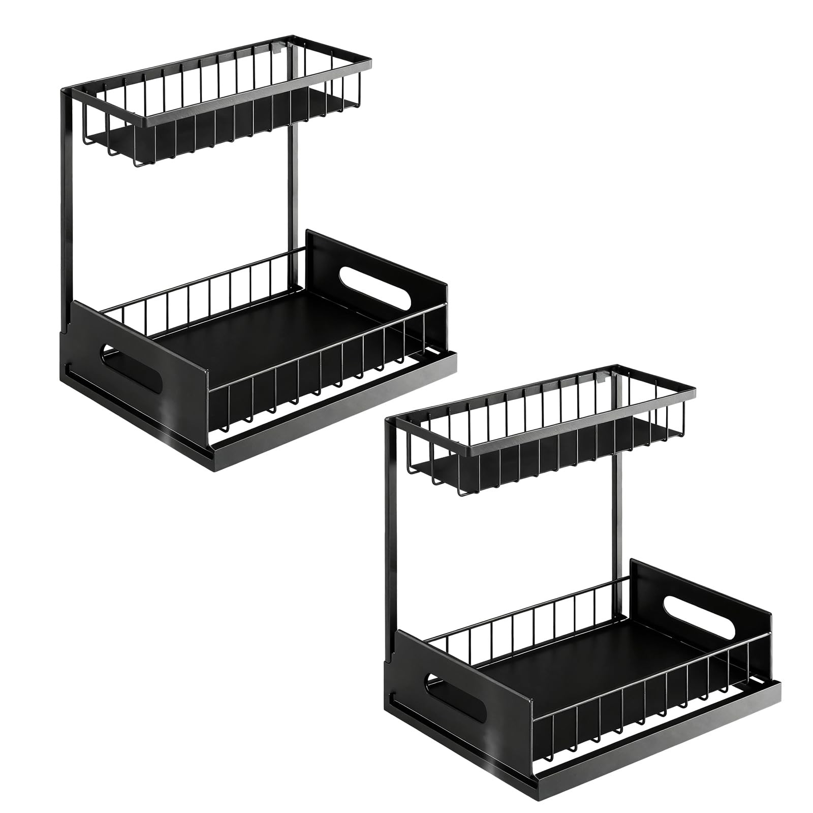 2 Pack Under Sink Organizer Height Adjustable Pull Out Cabinet Shelf Heavy Duty gallery