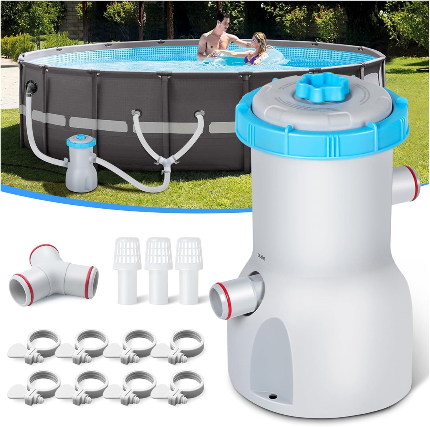 Standard Series Above Ground Pool Filter Pump 800 GPH Flow Rate, Catridge Filter gallery