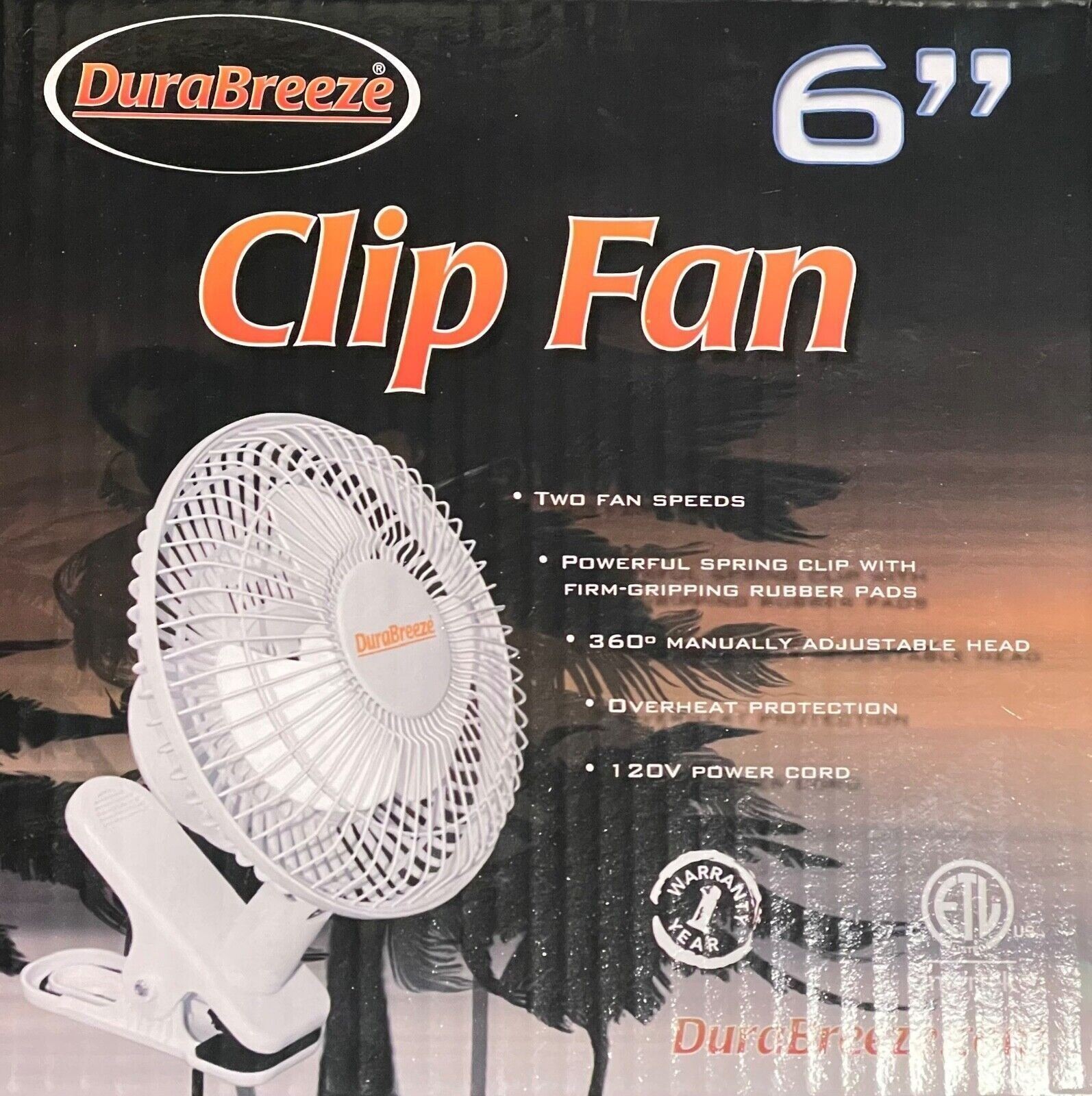 New 6-Inch Clip Fan 2-Speed Fan Manually Adjustable 360° by Durabreeze gallery