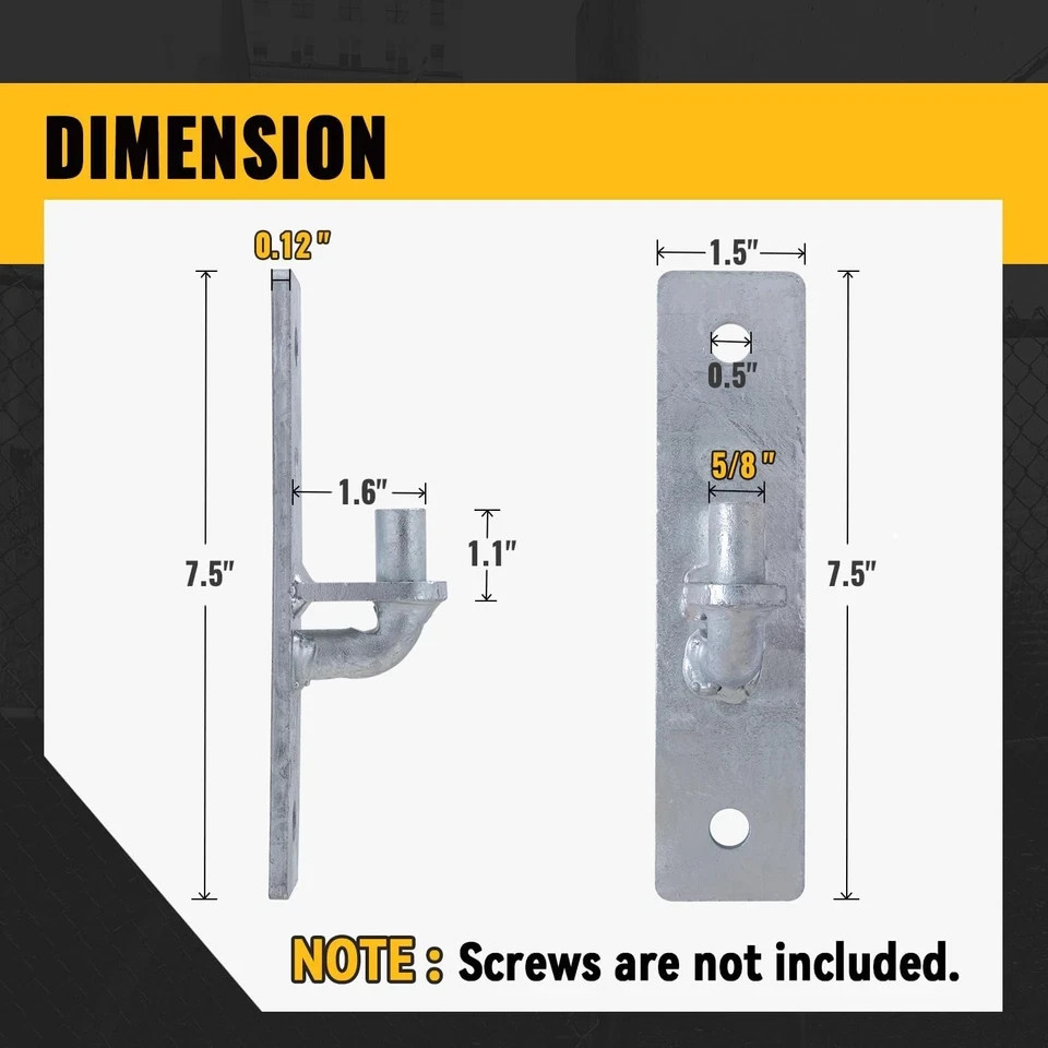 Wall Mount Gate Hinge 4 PCS, Heavy Duty Flat Back Farm Gate Hinge with 5/8" Pin, gallery