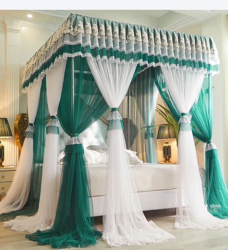 Double Layers Mosquito Net Bed Netting Embroidered Bed Curtain Drapes With Tubes gallery