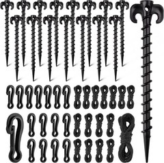 48 Pieces Plastic Inflatable Stakes Set Plastic Tent Stakes with Hooks & Ropes C