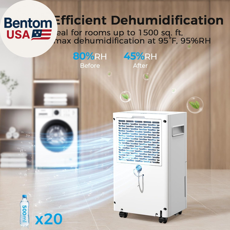 1500 Sq.Ft Dehumidifier for Basement, 21 Pint Dehumidifiers with Drain Hose for gallery