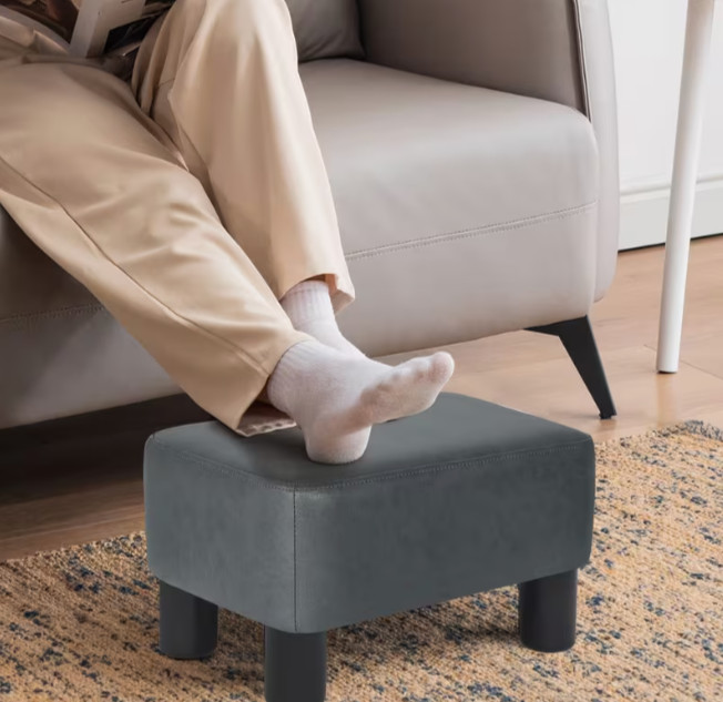 Small PU Leather Footstool Ottoman Footrest Rectangular Stool Office Home Chair gallery