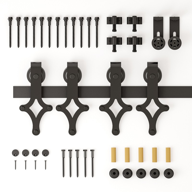 4FT-20FT Rhombus Roller Sliding Barn Door Hardware Kit for Single/Double Door gallery