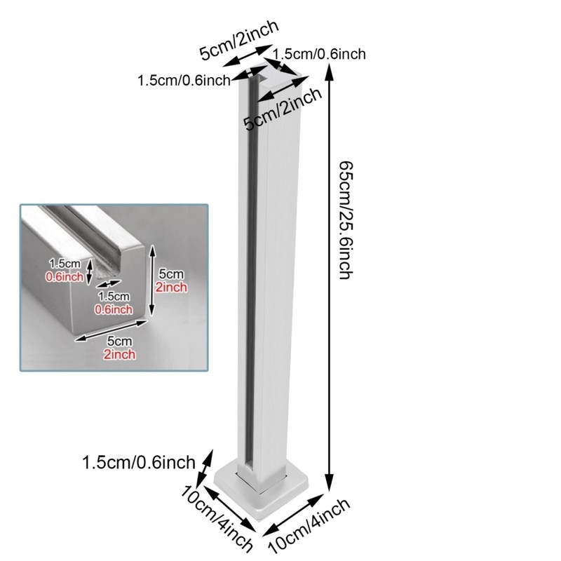 65cm Glass Railing Post Mid Post Stainless Steel Balustrade for Balcony Stairs gallery