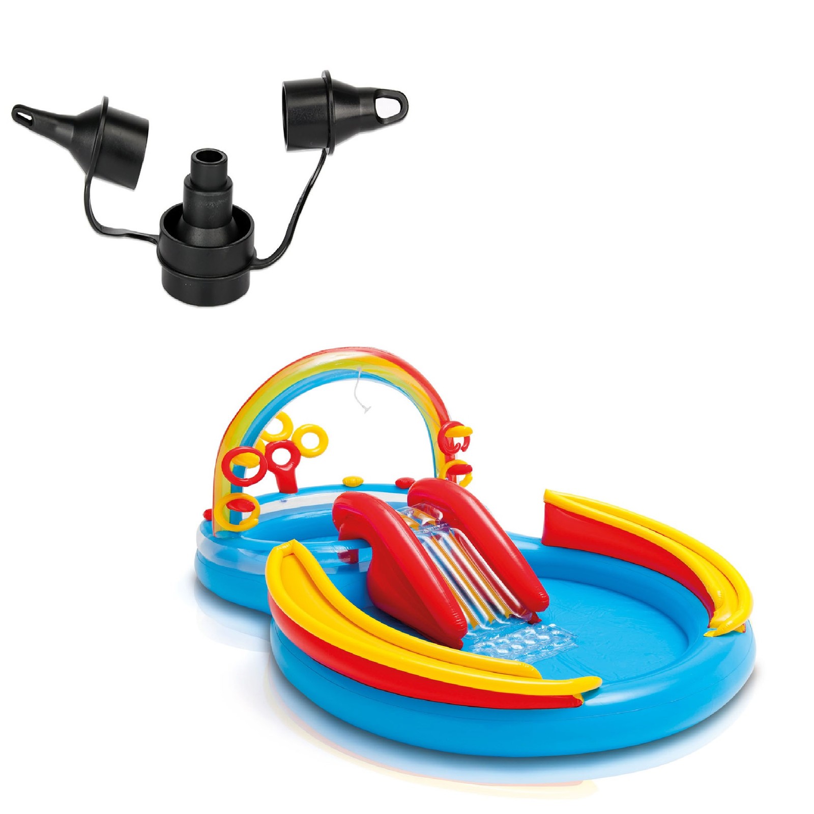Intex 120V Quick Fill AC Electric Air Pump & Intex Rainbow Ring Kiddie Pool gallery