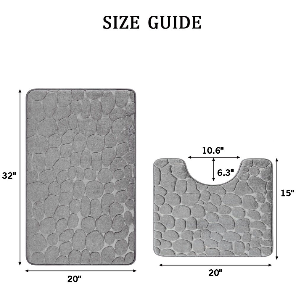 2 Piece Bathroom Rug Washable Bath Mat Set Memory Foam Toilet U-Shaped Non Slip gallery