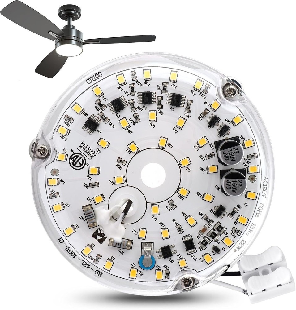 4Inch Ceiling Fan LED Light Replacement 6000K, 18W LED Retrofit Kit Dimmable Cei