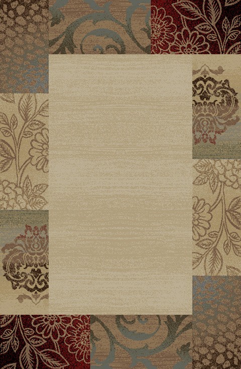 Transitional 5x7 Bordered Flower Border Damask Actual: 5' x 7' gallery