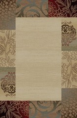 Transitional 5×7 Bordered Flower Border Damask Actual: 5′ x 7′