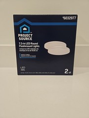 Project Source 7.5-in LED 2 Pack Flushmount Light White Finish 750 Lumens