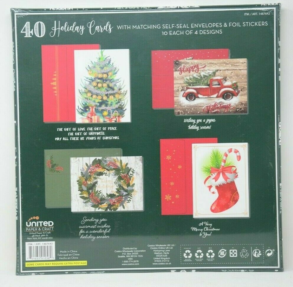 40 Traditional Festive Holiday Cards with Matching Self Sealing Envelopes gallery