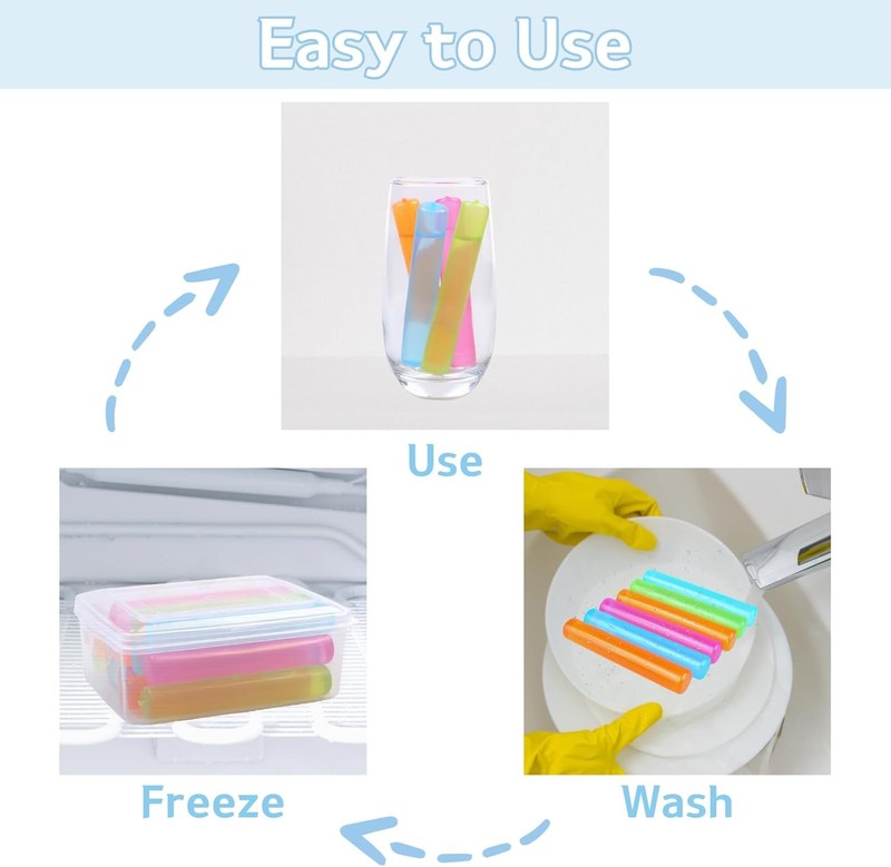 8Pack Reusable Ice Cubes with Lid Bin BPA Free Plastic Ice Sticks for Drinks gallery