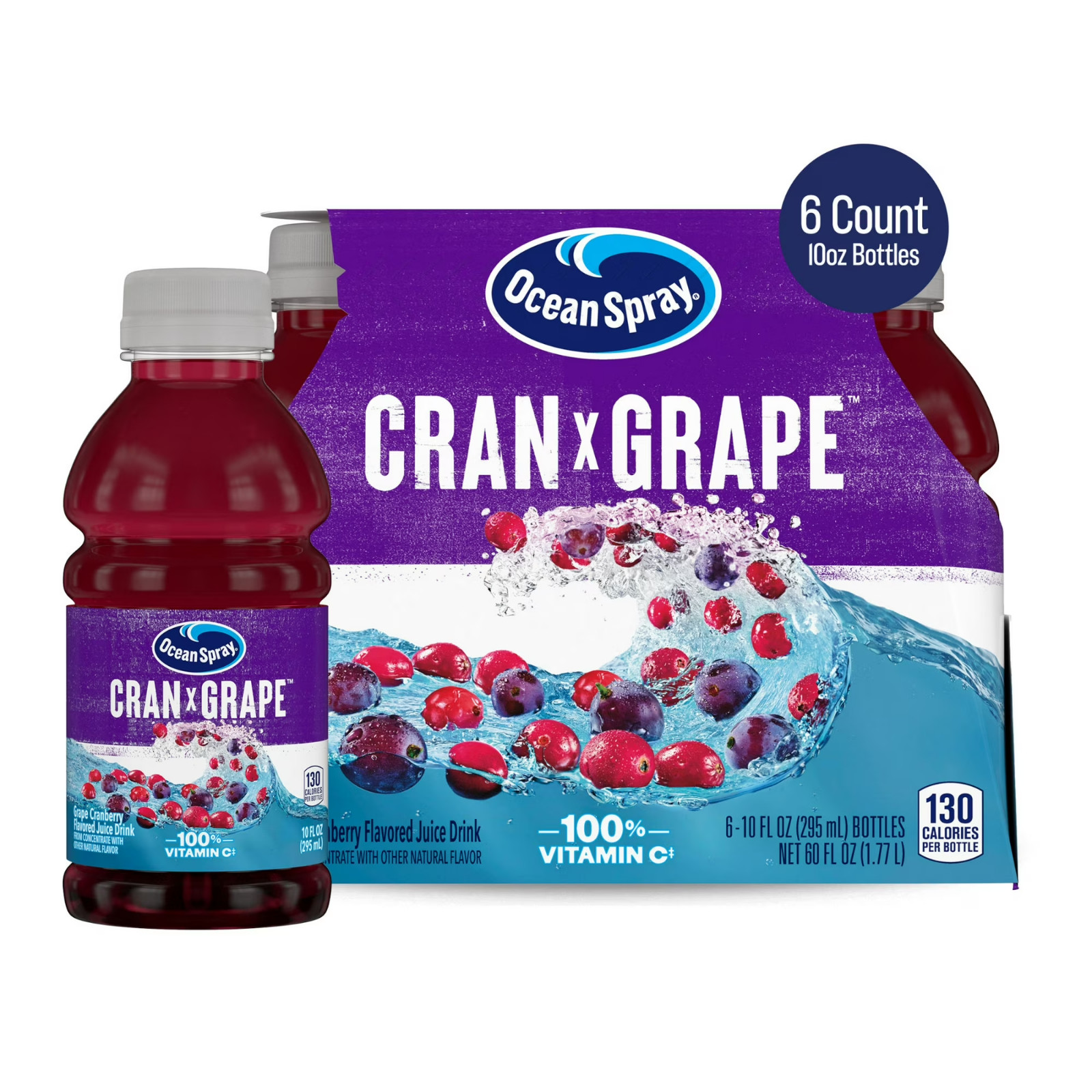 Ocean Spray® Cran-Grape® Cranberry Grape Juice Drinks, 10 fl oz Bottles, 6 Count gallery