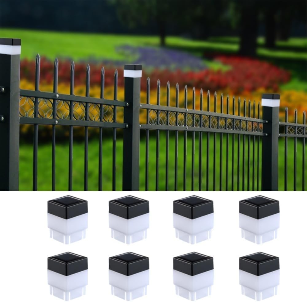 Solar LED Fence Post Cap Light 2x2 Inch (5x5cm) - for Wrought Iron, Aluminum ... gallery
