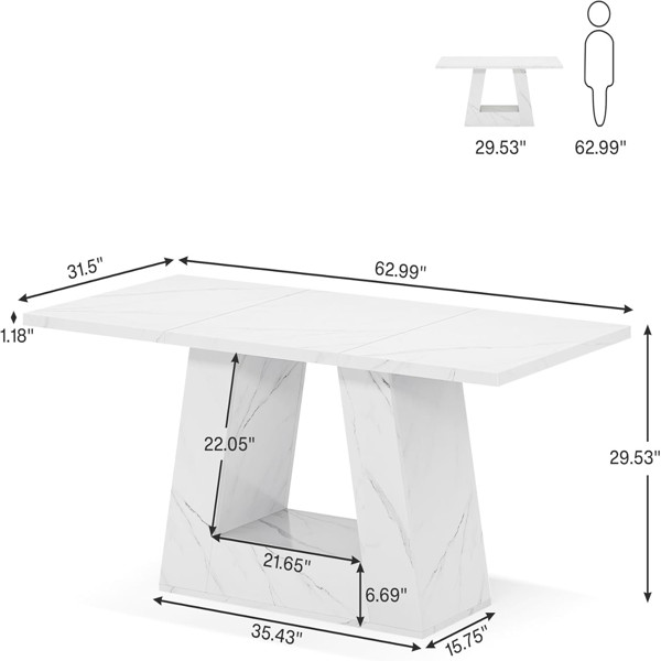 NEW Dining Table Faux Marble Dining Table Modern Kitchen Table Dining Room White gallery
