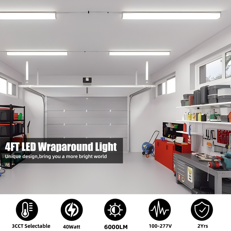 4FT LED Wraparound 40 Watts Wrap Light, 4 Foot LED Shop Lights for Garage 3 PACK gallery