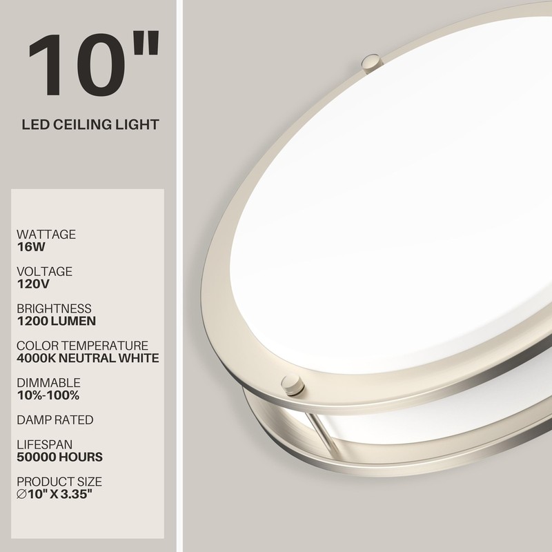 DYMOND 10 Inch LED Ceiling Light Flush Mount Dimmable Surface Mount Brushed N... gallery