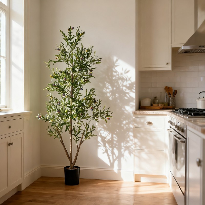 NOVAROOT 6FT Tall Olive Trees Artificial Indoor Faux Natural Wood Trunk Lifeli gallery