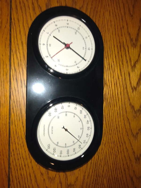 WALL CLOCK w/ THERMOMETER ...RARE . Vertical or Horizontal Mount gallery
