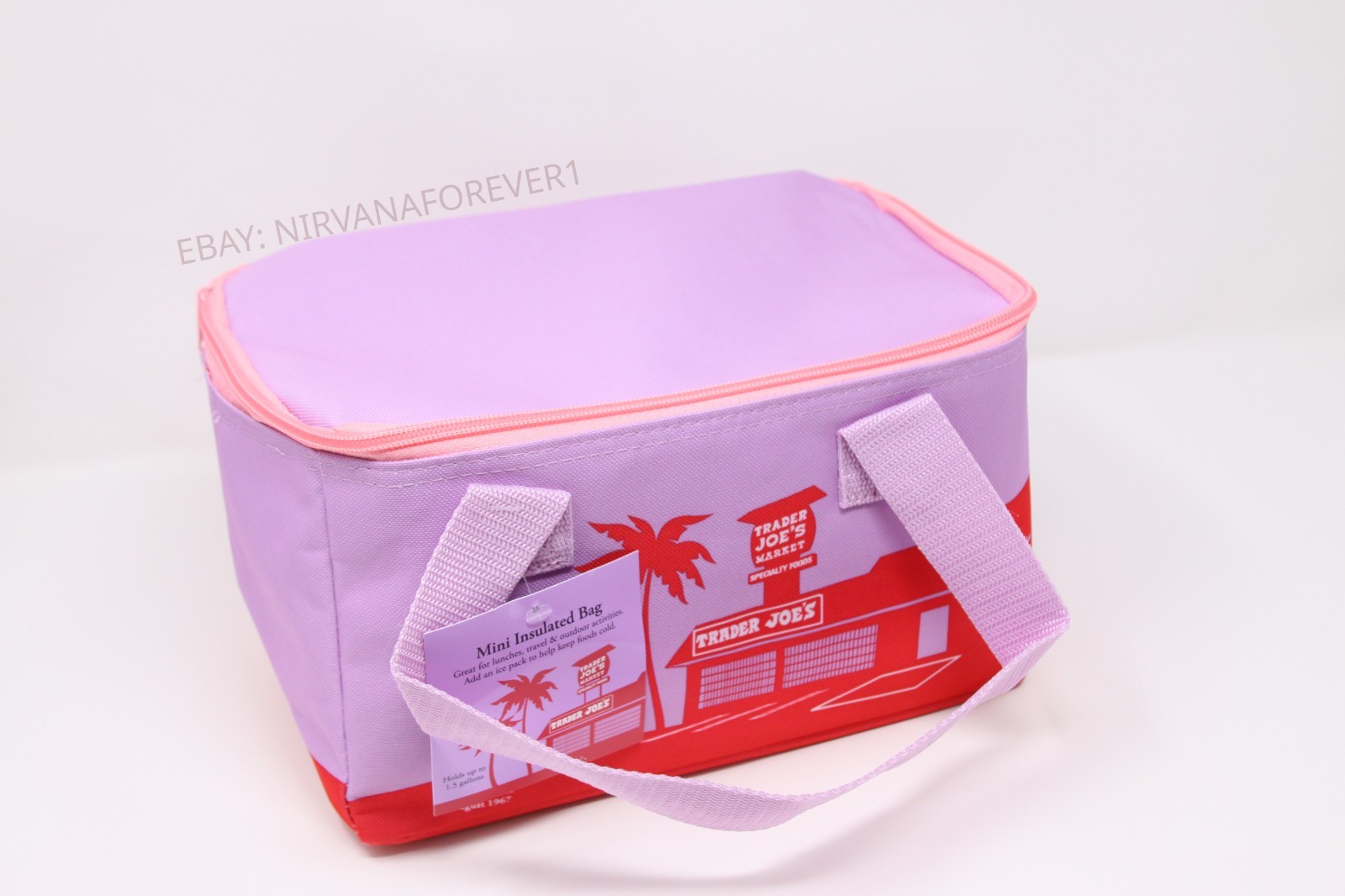 Trader Joe's Summer 2026 MINI Insulated Bag 1.5 Gal Floral Violet Pink Zipper gallery