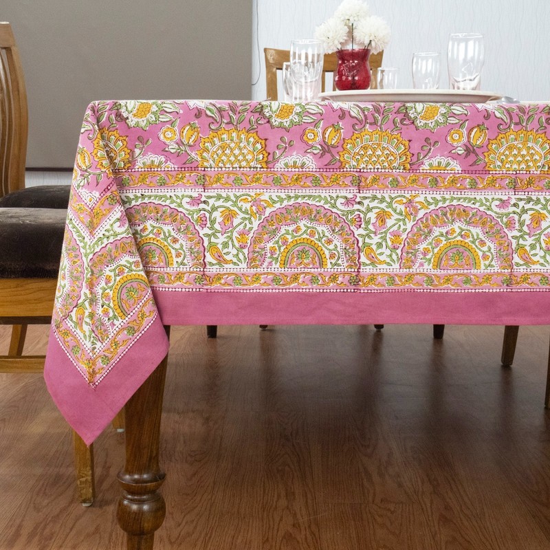 Hand Block Printed Tablecloth Cotton Table Cover Gift for Her Dining Tablecloth gallery