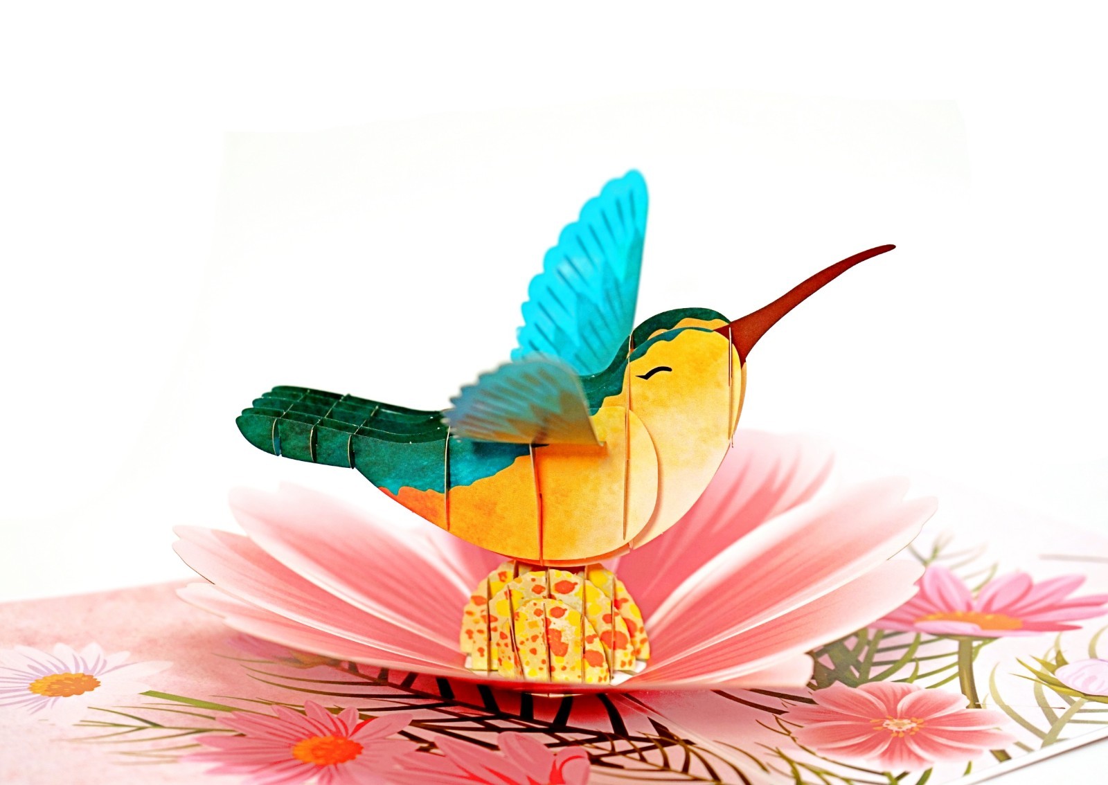 3D Pop Up Greeting Card Hummingbird Flower Floral Birthday Get well Thank you gallery