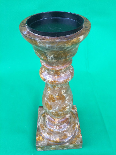 Handcrafted by Artisans Pillar Candleholder Natural Wood 12.5X12.5X22.5 cm CH01A gallery