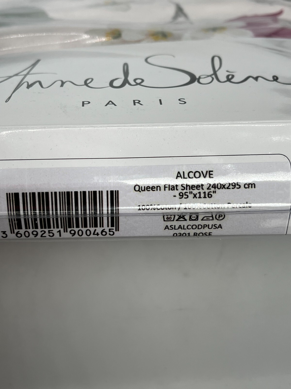 NEW Anne de Solene Alcove Percale 100% Cotton Queen Flat Sheet Rose 95x116" gallery