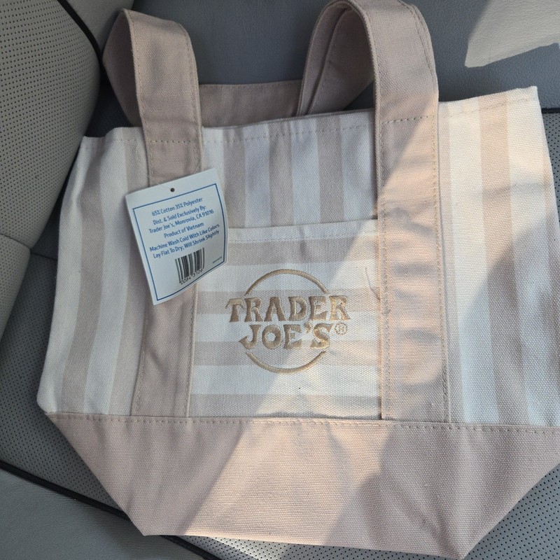 SAME DAY SHIPPING - Trader Joe’s Mini Pastel Stripe Tote Bag Set of 4 gallery